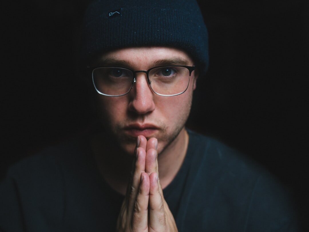 Finnish man with glasses studio portrait