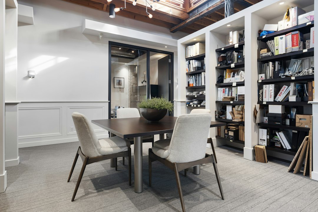 Modern media company office reception area